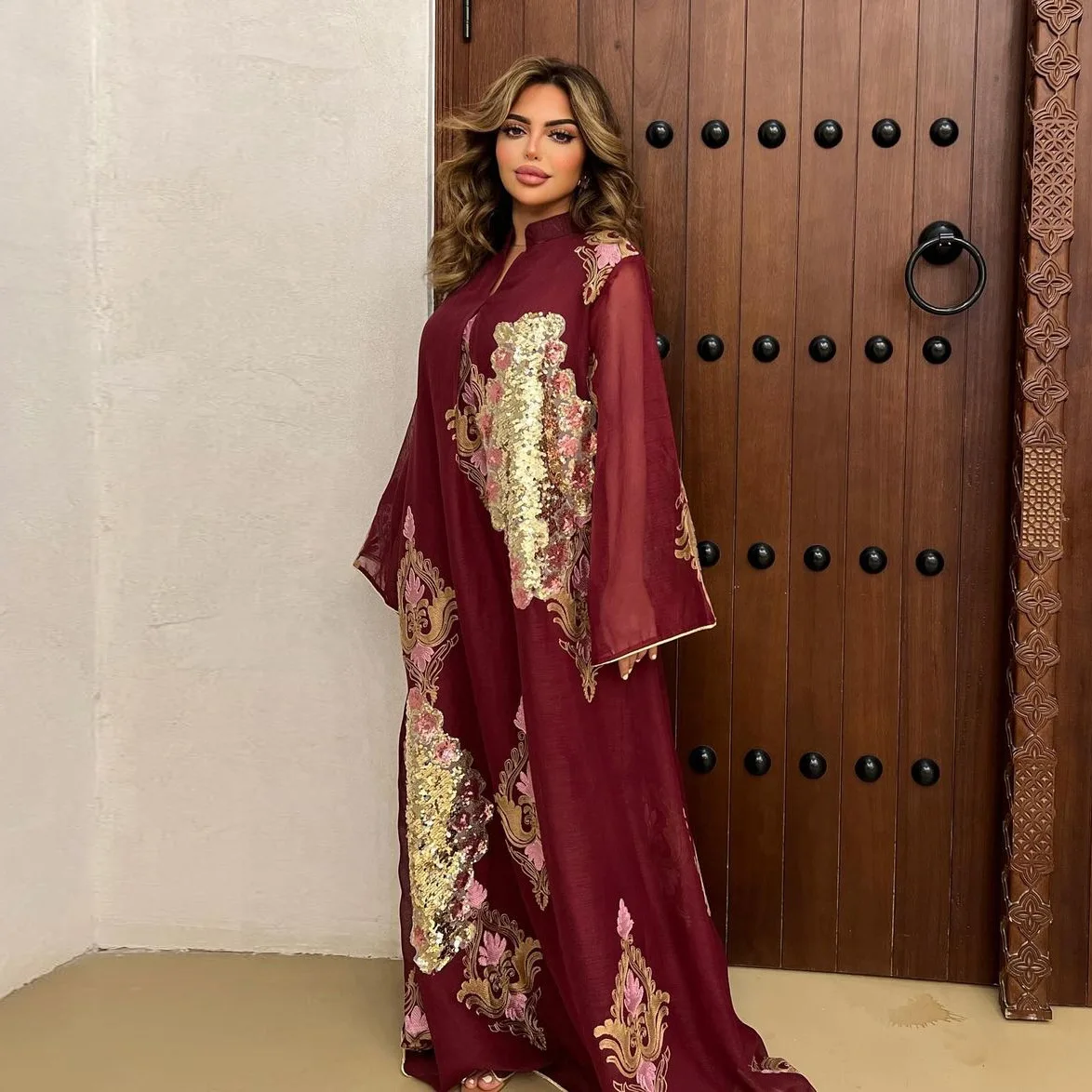Mulheres muçulmanas festa de casamento lantejoulas maxi vestido bordado luxo abayas kaftan árabe médio oriente dubai turquia oriente médio robe