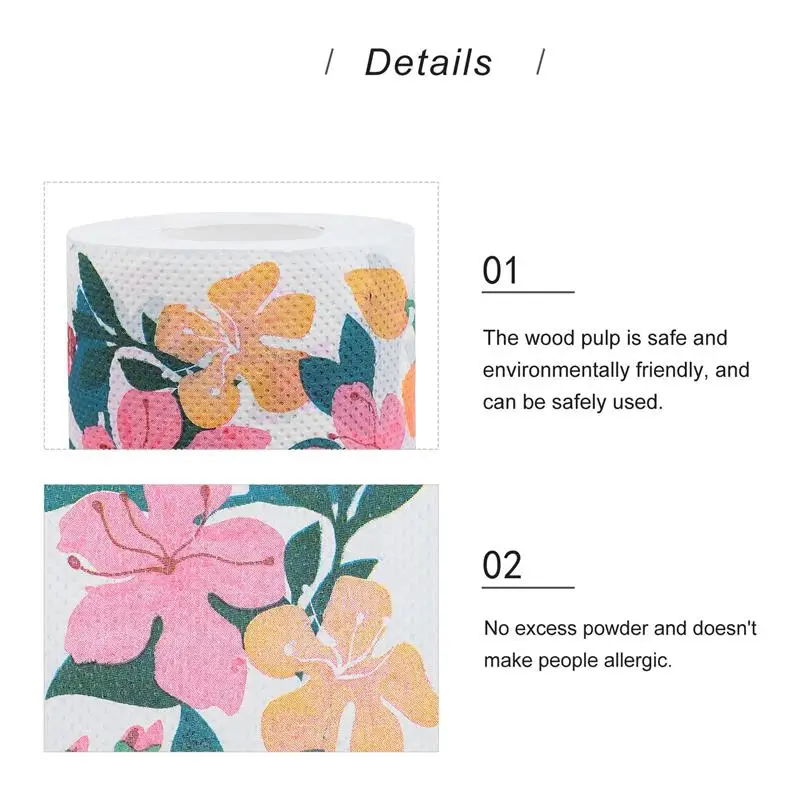 1 Roll Colorful Printed Roll Paper delicate decor Toilet Paper Exquisite Handkerchief Paper floral Printed Portable Toilet Paper