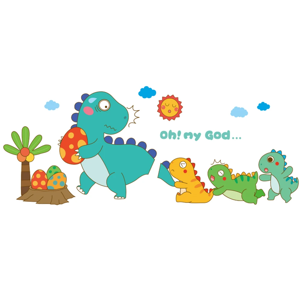 ctstom Cartoon animal dinosaur wallpapers for children's room wall painting bedroom wall home decoration layout 3D wall stickers