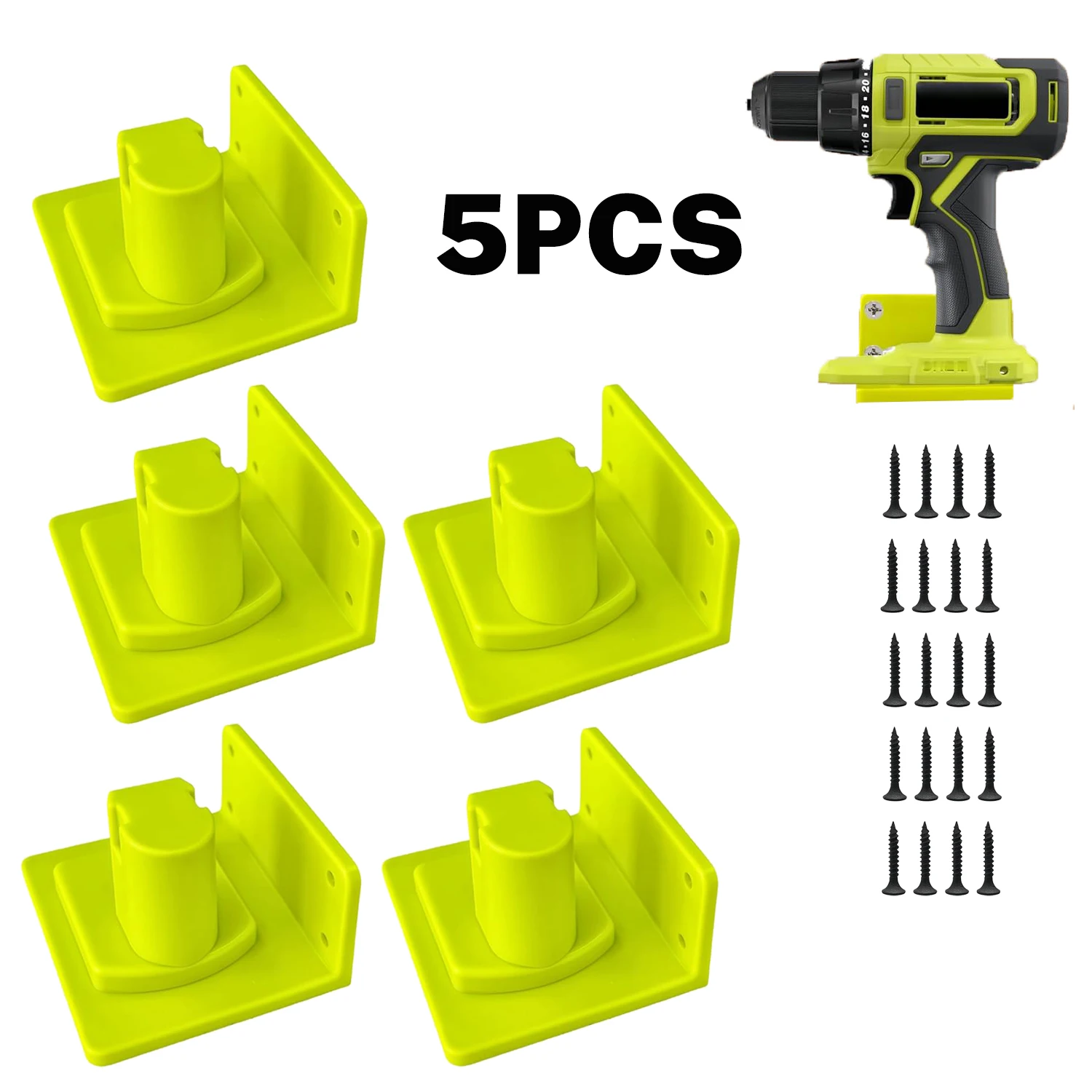 1-5PCS Tool and Battery Holder Wall Mount for Ryobi 18V ONE+ Cordless Drill, Saw, Blower, Heavy Duty Battery Holder Storage