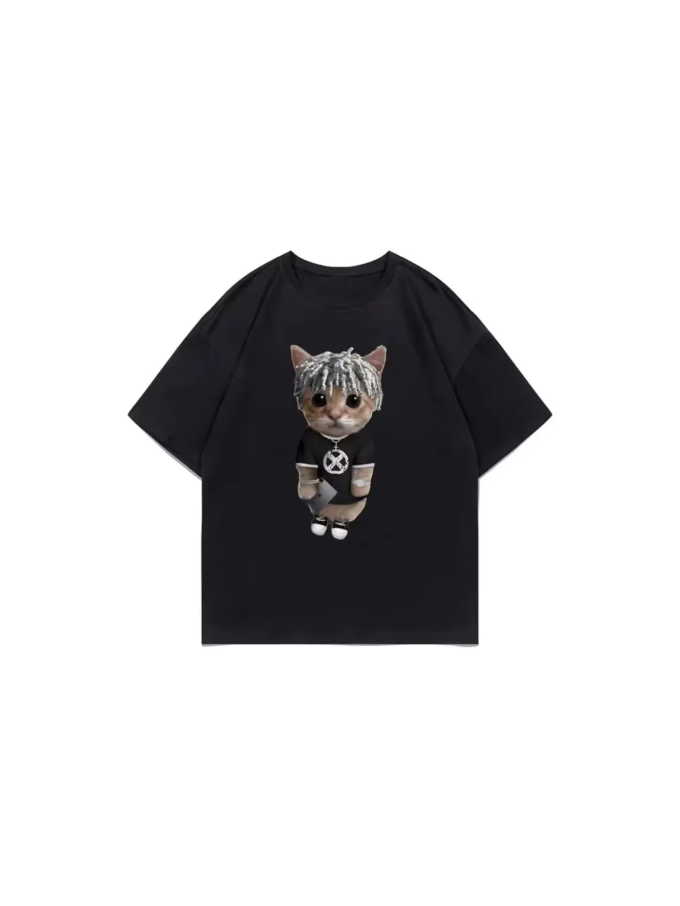 Rapper Ken jasper Kitty Print T Shirt Regular Men Hip Hop Tshirt allentata moda maschile Cotton Street Tees vestito genitore-figlio 77899