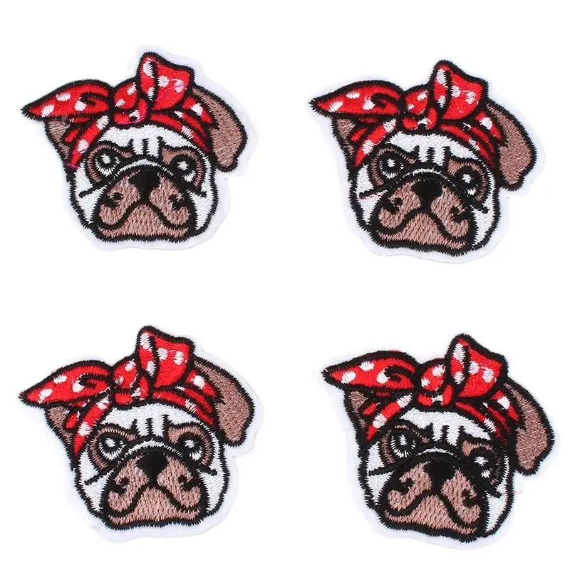 10pcs/lot Cartoon Dog Patch Embroidered Iron On Animal Stickers For Jeans Coats Sew On Garments Repair Appliques DIY bags Badge