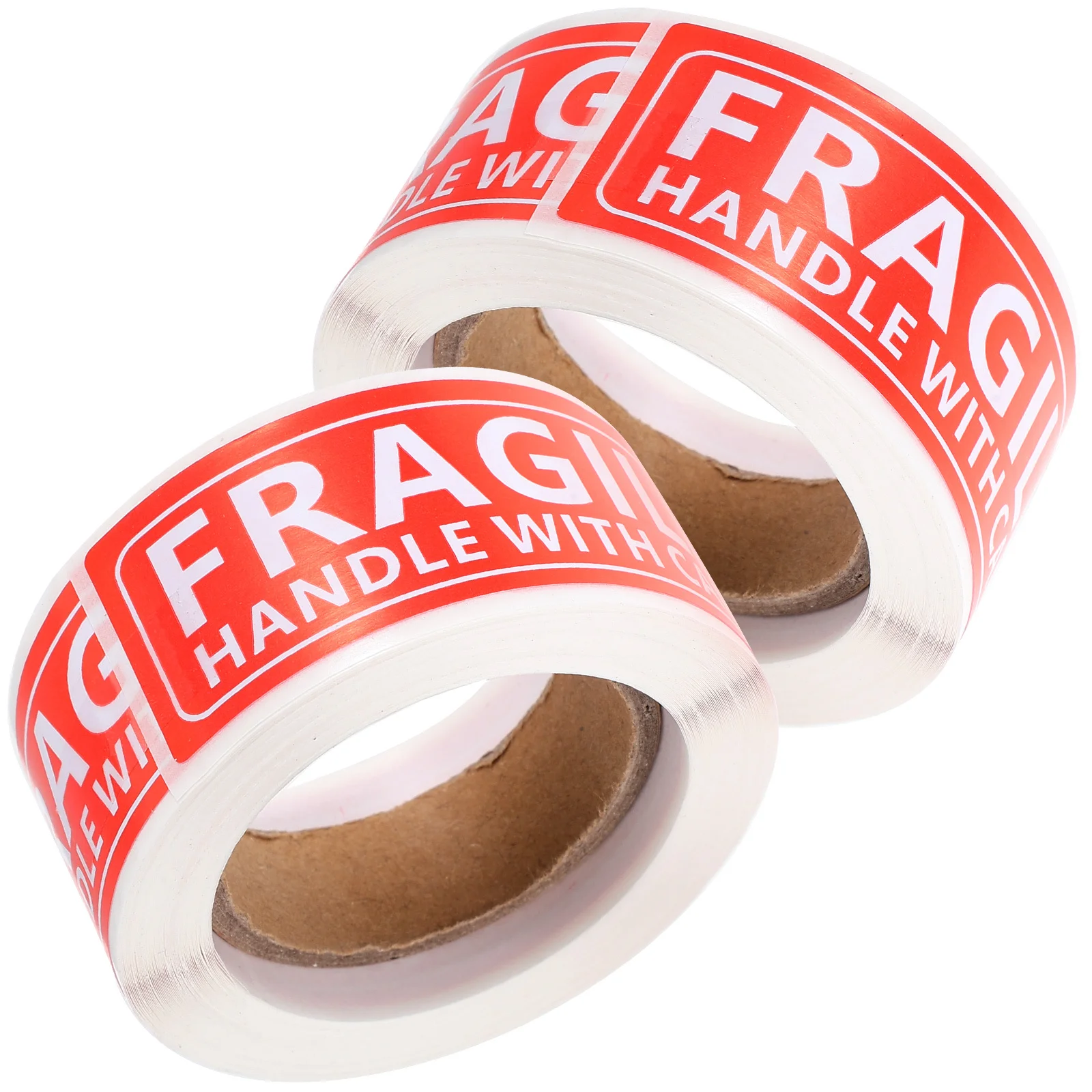 

2 Rolls Stickers Labels Adhesive Red Double Sided Packing Tape Warning Sign Fragile Good Package
