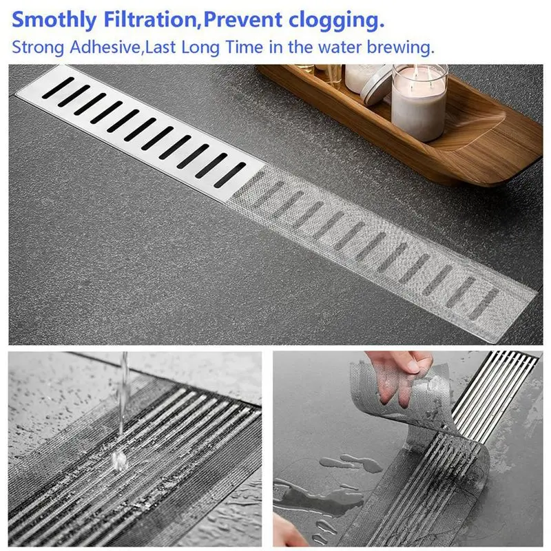 M12K-Cuttable Shower Drain Cover Hair Catcher For Any Length,Hair Stopper For Linear Shower Drain With Removal Tool