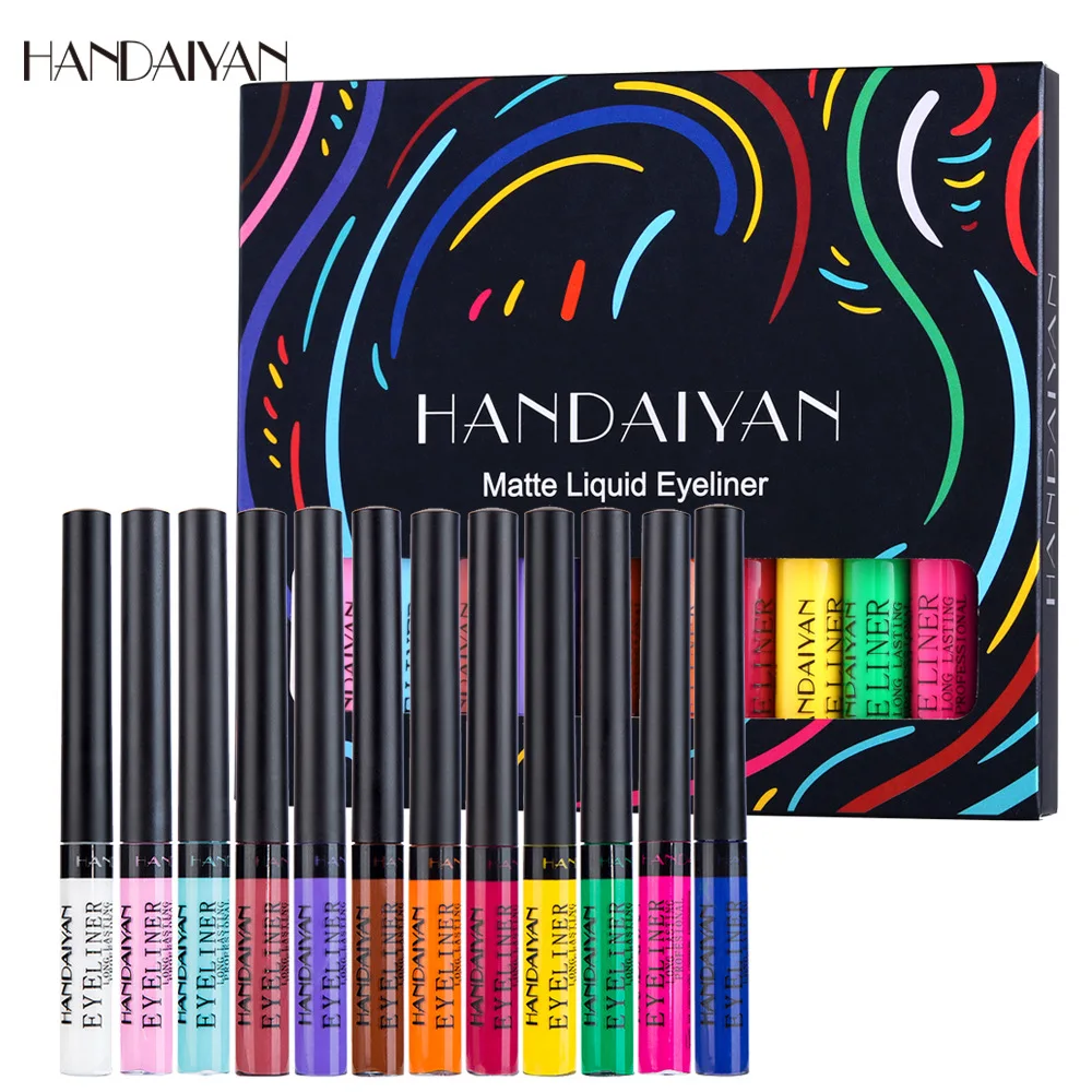 

Matte Quick Dry Liquid Eyeliner and Gel Eyeliner Pencil Set 12 Colors Waterproof Smudge Proof Long Lasting Daily Essential