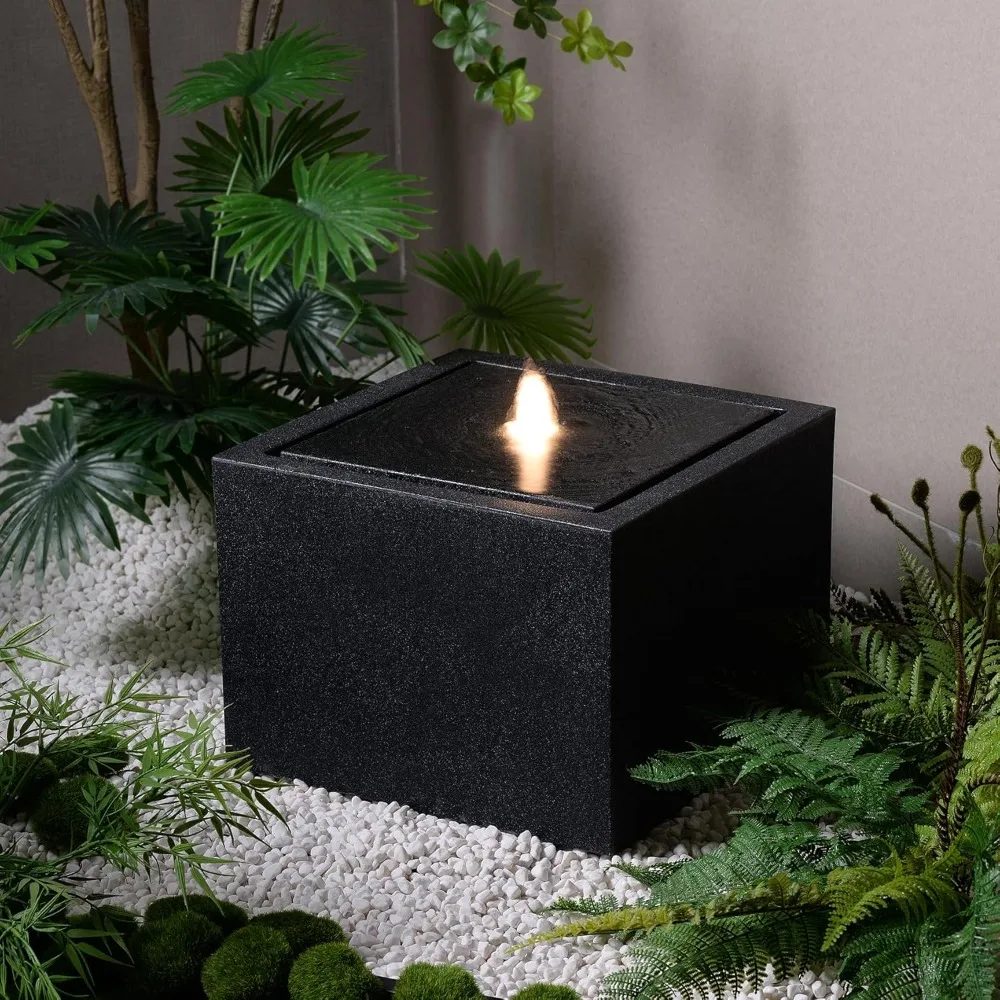

12.79” H Outdoor Water Fountain Made With Eco-friendly Recyclable Materials,Square Bubbler Outdoor Fountain,