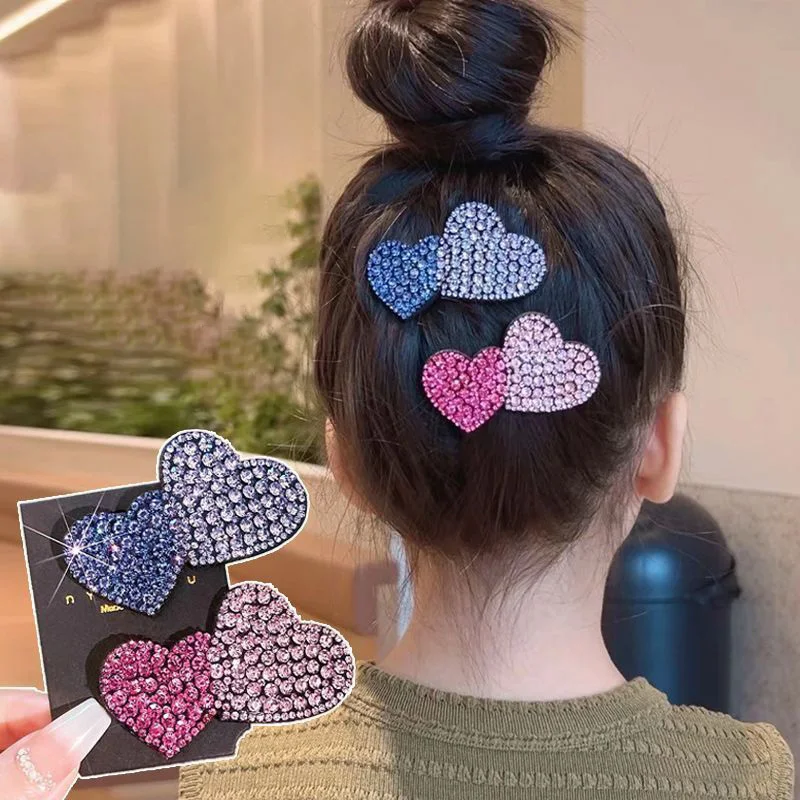 

1PC New Lovely Princess Shining Double Heart Girls Hairpins Children Headwear Hairgrip BB Hair Clips Barrettes Hair Accessories