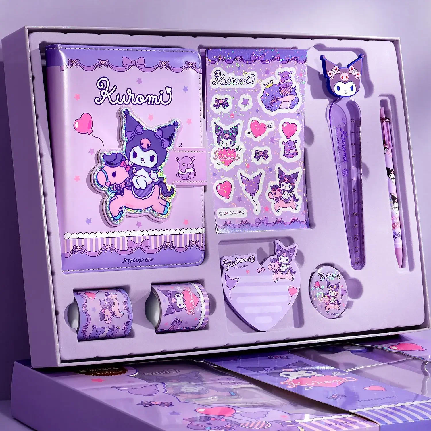 Anime Sanrio Handbook Gift Box Set Kawaii Kuromi My Melody Cinnamoroll Notebook Pen Memo Paper Scrapbooking Children Stationery