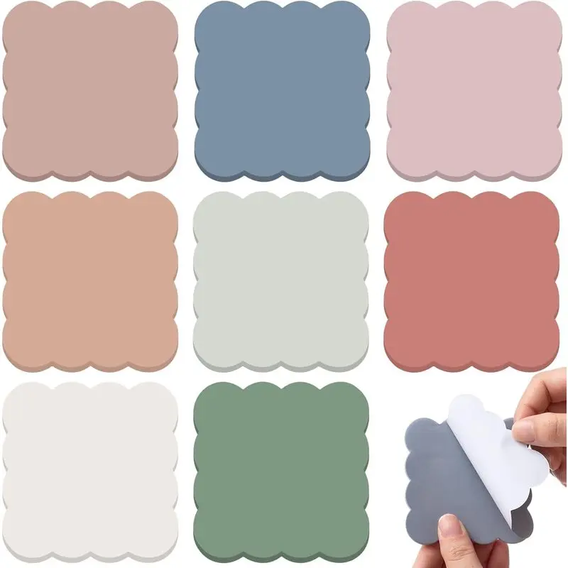 8 Pcs Scalloped Aesthetic Self Sticky Notes 240 Sheets Bulk Vintage Colors Cute Wavy Blank Note Pads For School Office Supplies