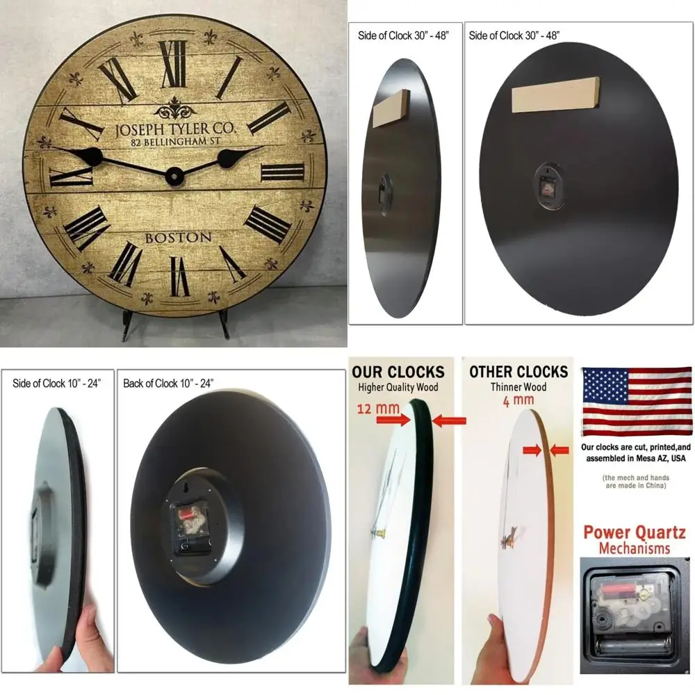 Reloj de pared silencioso hecho a mano USA Barnwood Tan - Decoración rústica, hermoso color, mecanismo sin tictac