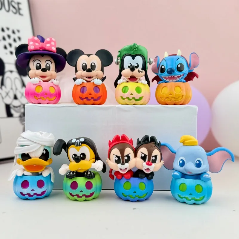 

Disney Halloween Pumpkin Ornaments Set Cartoon Car Office Desk Bedside Table Figure Collection Gift Figures For kids