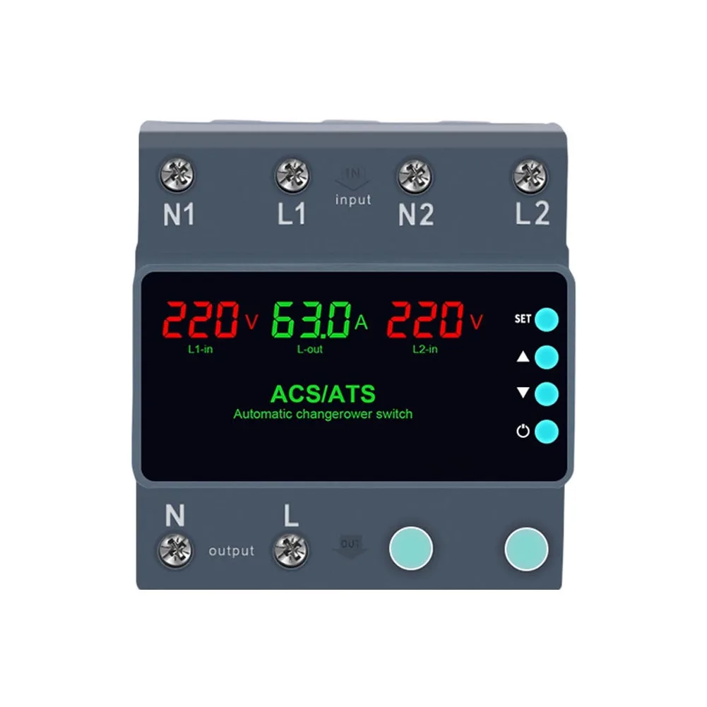 ABS Housed Automatic Transfer Switch for 220V Single Phase Dual Power Systems with Phase Loss and Break Protection