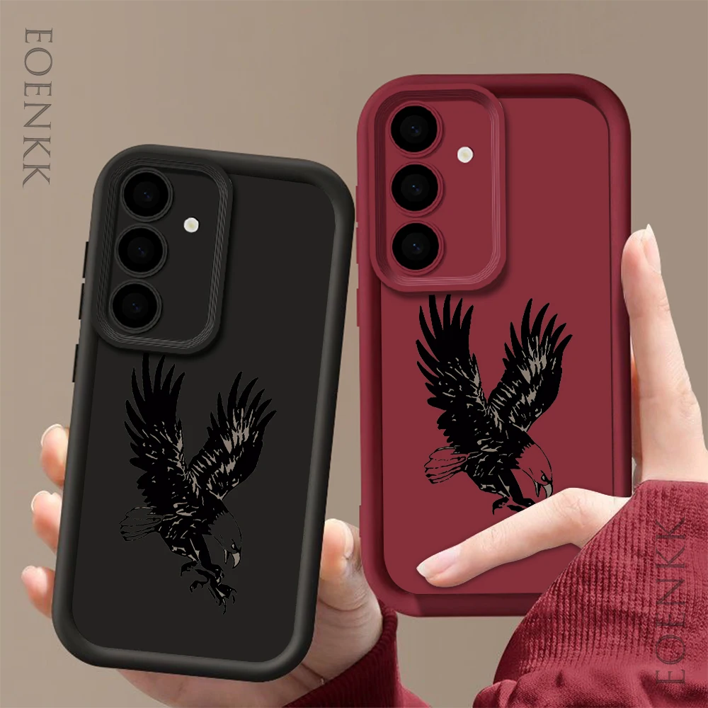 Black Eagle Print Phone Case For Samsung Galaxy S25 S22 S21 S23 S20 S24 Ultra FE A35 A15 A25 A55 Note 20 Plus 5G Soft Cover