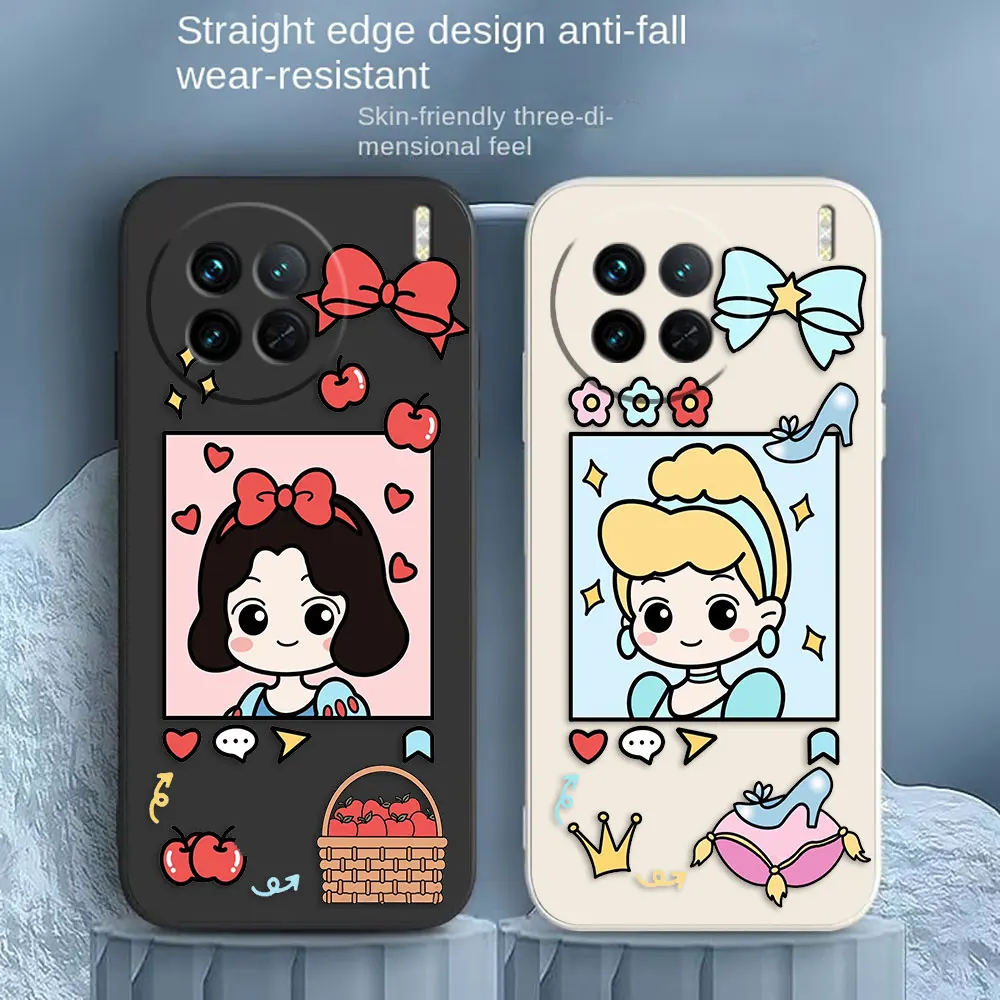 Princess Cinderella Snow White Phone Case For VIVO X50 X60 X70 X80 X90 V21 V23E V23 V23E V25 V27 V29 4G 5G PRO PLUS Case Funda