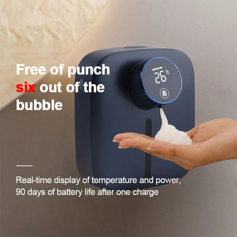 Automatic Soap Dispenser Wall-mount Rechargeable Temp Display 320ML Liquid Soap Dispensers Bathroom Foam Hand Sanitizer Machine