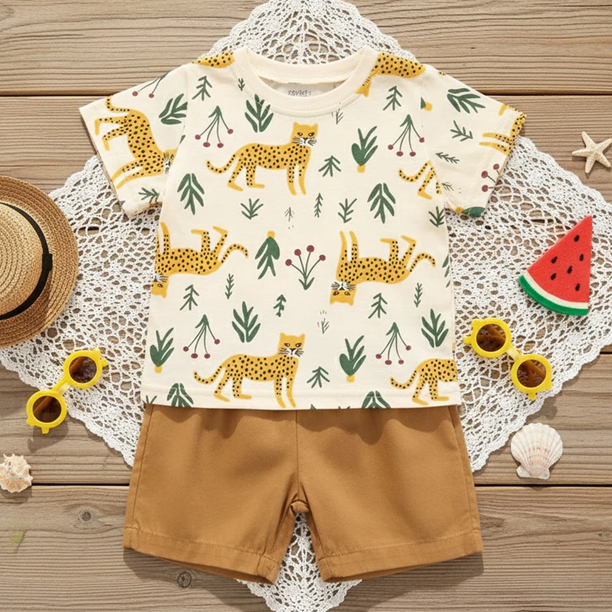 Cute Short Sleeve Baby Boys Clothing Sets Summer Animal Pattern Casual Infants Boys Clothing 2pcs