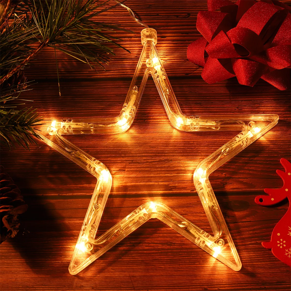 أضواء نافذة النجوم Led ديكور معلق تعمل أضواء الجنية البيضاء الدافئة لحفلة عيد الميلاد متجر المنزل الزجاج #4