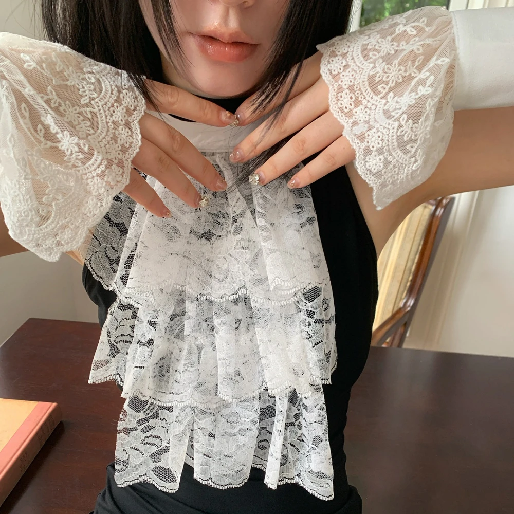 Vintage French Lace Fake Collar Sweet Subculture Goth Sweet Cool Women Scarf Decoration Daily Dress Lolita Party Neck Scarf