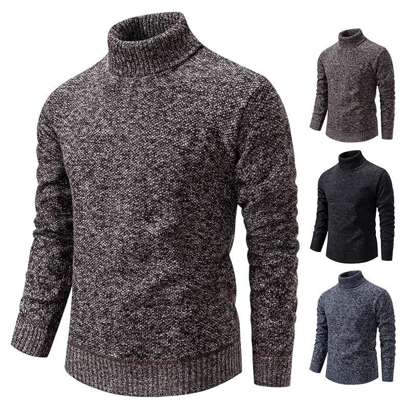 

Men's Autumn Winter Sweaters Base Knitwear Slim Fit Turtleneck Knit Bottoming Shirt Male Clothing