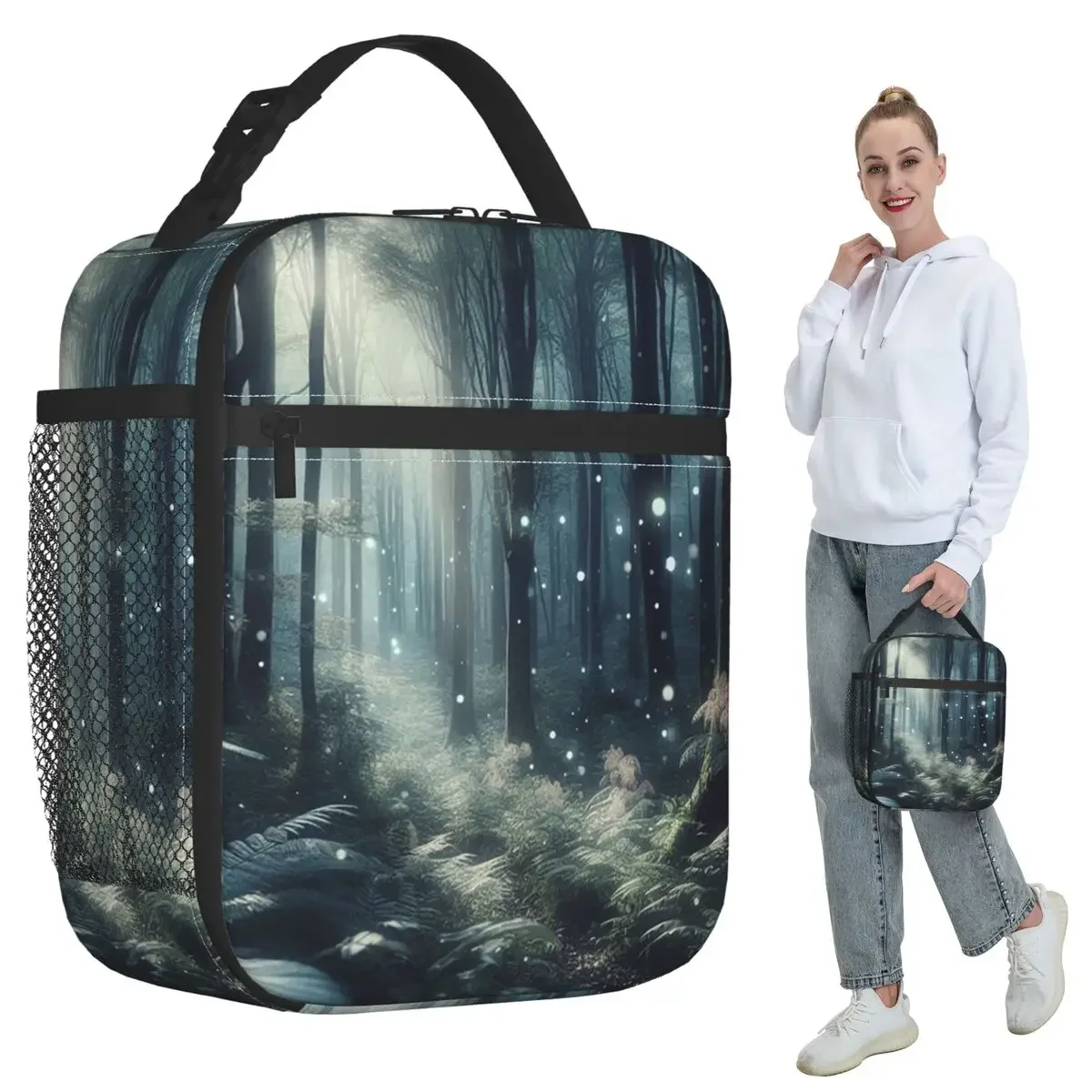 Enchanted Forest With Magical Light Orbs Scenery Insulated Lunch Bag Cooler Thermal Food Box Tote Portable Lunch Boxes Container