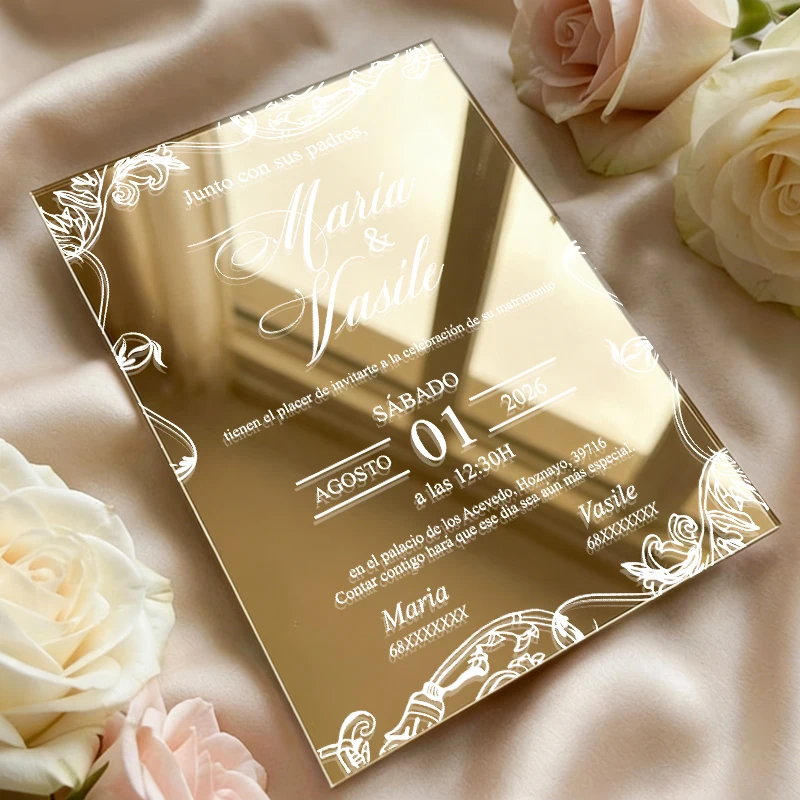 

10pcs Custom Acrylic Invitation Cards with Envelope, Personalized Wedding Invitation Card Luxury, Acrylic Wedding Invitations