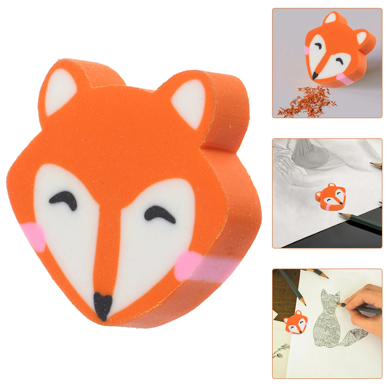 50 Pcs Little Fox Eraser for Drawing Birthday Stationery Pencil Painting Holiday Gift Drafting Supply Artists