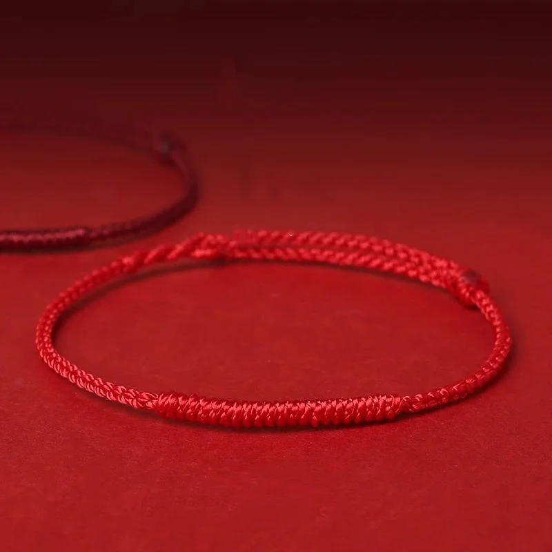 Hand Made Red Rope Bracelet Hand-woven Lucky Wine No Fading Rope Size Adjustable Anklet Gift Men Women Ornaments Accessories