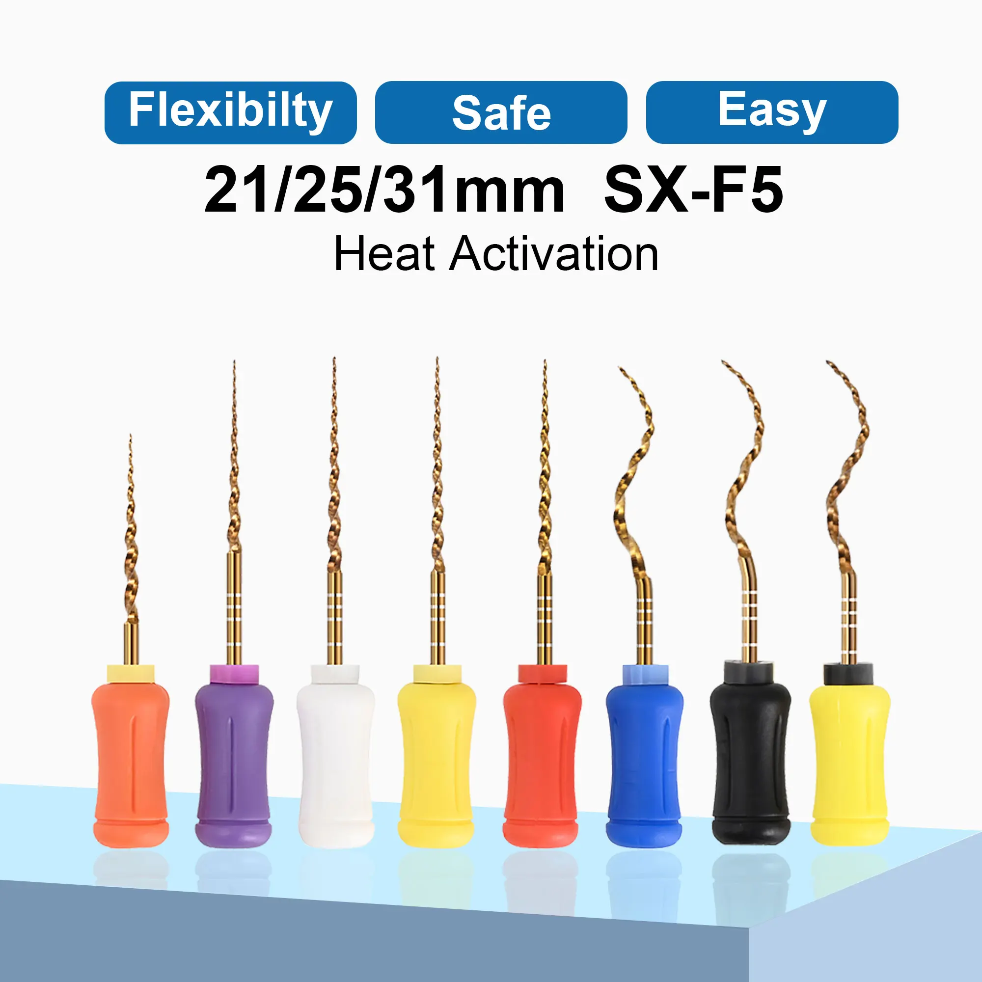 Dental Niti Golden Hand Use Endo Files 6Pcs/box Root Canal Rotary Files SX-F3 F4 F5 Endodontic Files 25/31mm Dentist Instruments