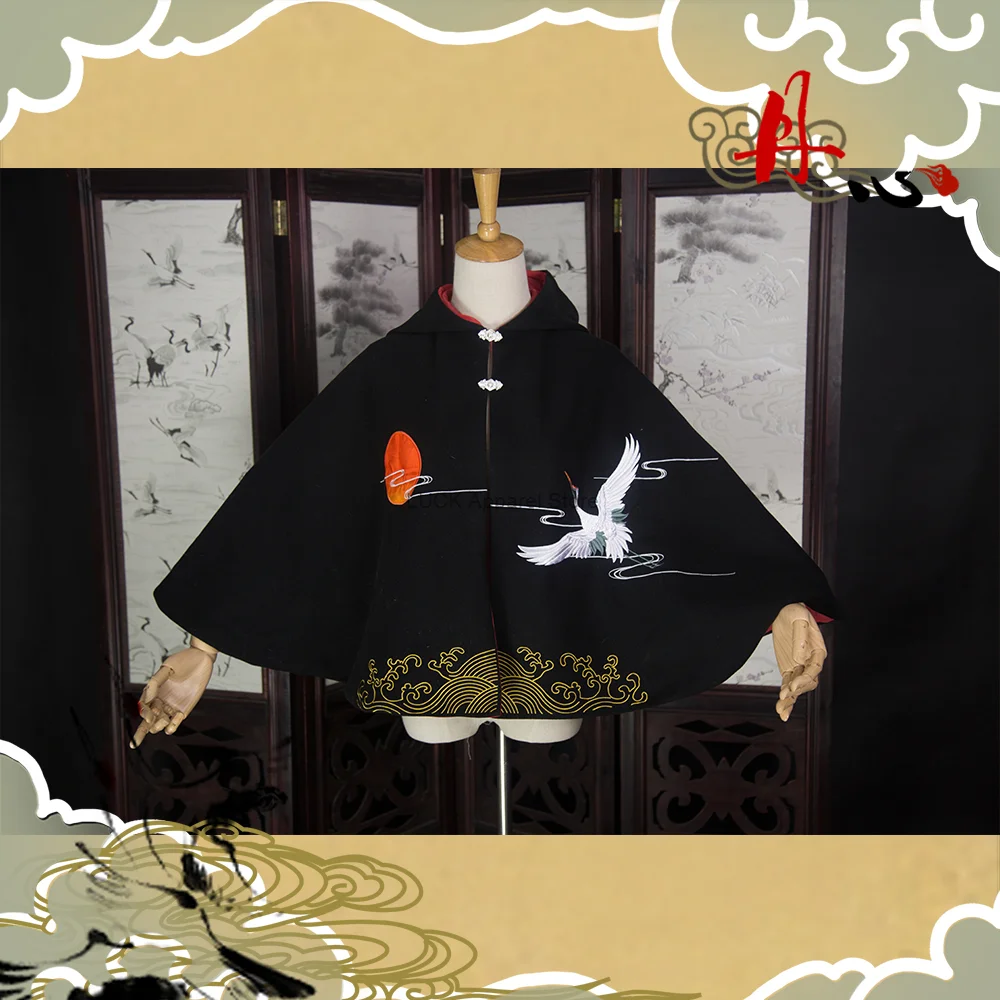 

[Bai Bi Ge 1][Dan Guan]Xianhe Cloud Pattern Traditional Hanfu Wrapped with Hooded Short Cloak in Stock