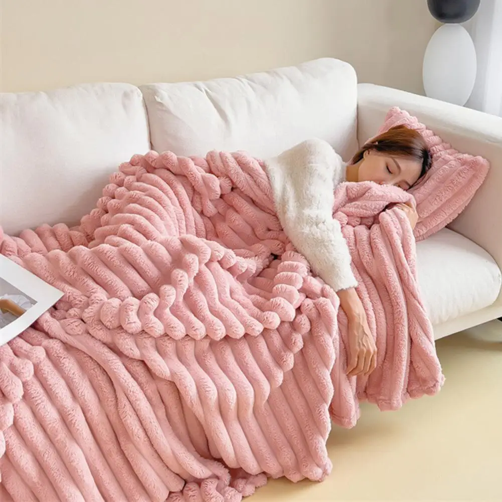 Plush Blanket Solid Color Furry Blanket Cozy Plush Furry Throw Blanket Thick Fluffy Bubble for Couch Bed Sofa Soft Warm for Room