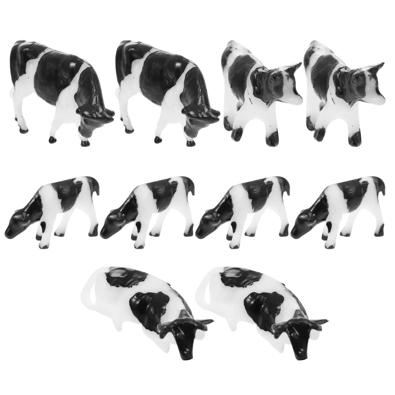 10 Pcs Mini Cow Model Scene Adornment Animal Models Simulation Miniature Abs Playthings Adornments Child Toys Figurines