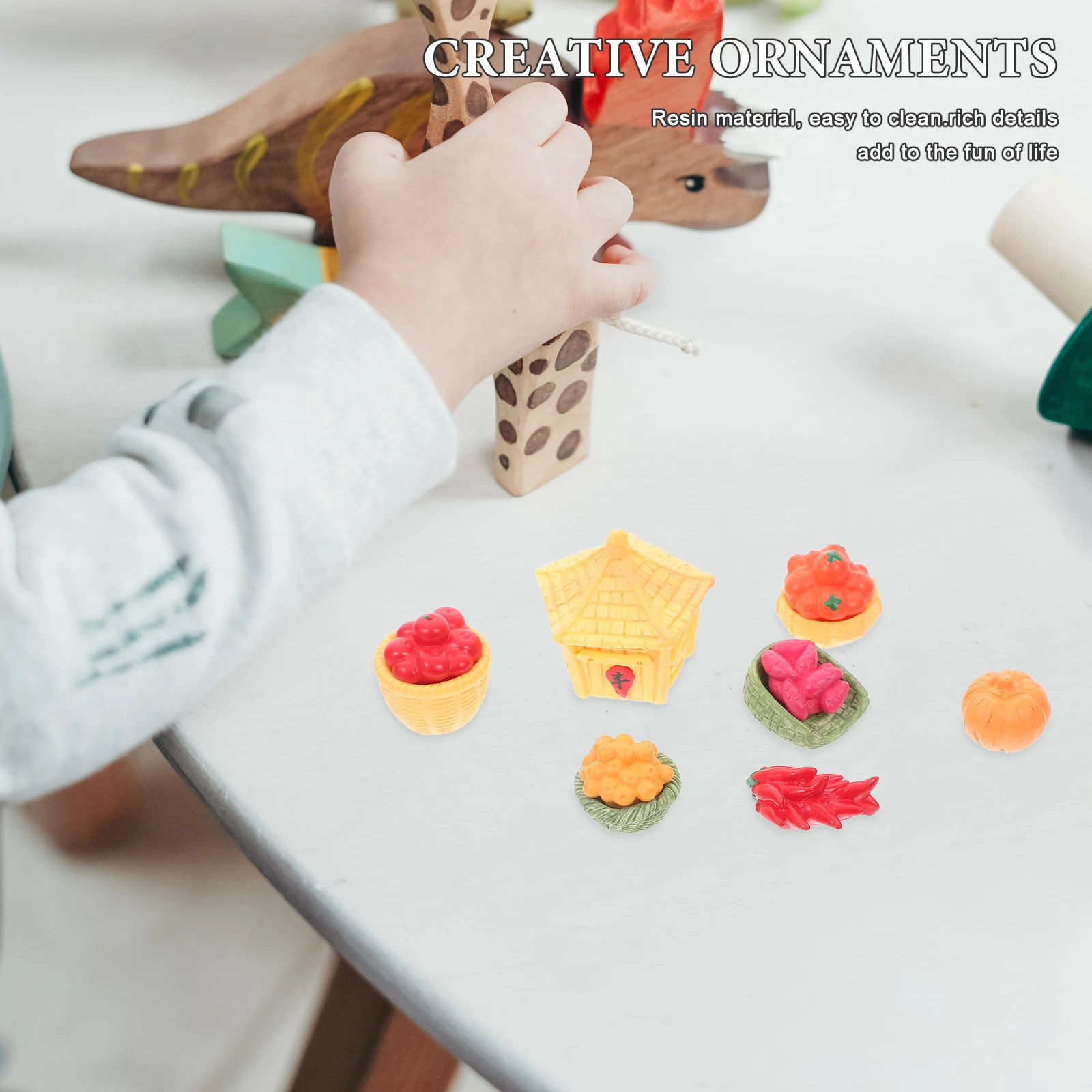 

Faux Fruit Vegetables Pack 7PCS Fall Mini Pumpkins Realistic Thanksgiving Decor for Farmhouse Office Table Arrangement