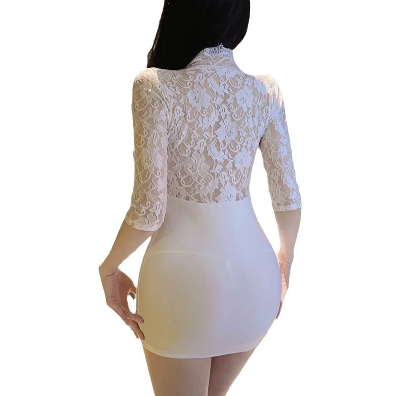 Exotic Costumes Office Lady Sexy Underwear Outfit Hollow Out Lace Cosplay Secretary Uniform Temptation Wrap Hip Dress for Women