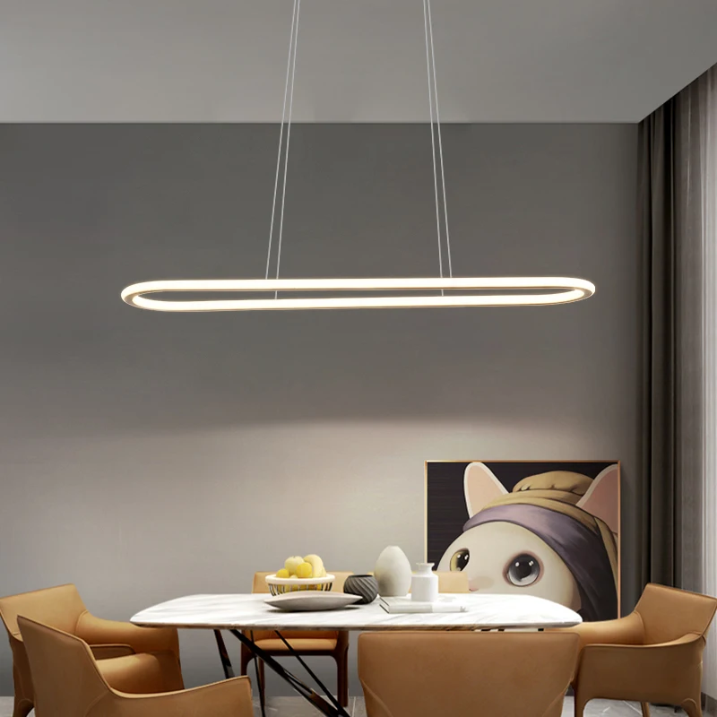 Minimal long chandelier, dining room lamp, modern simple table, bar lamp, creative design sense, led office lamp