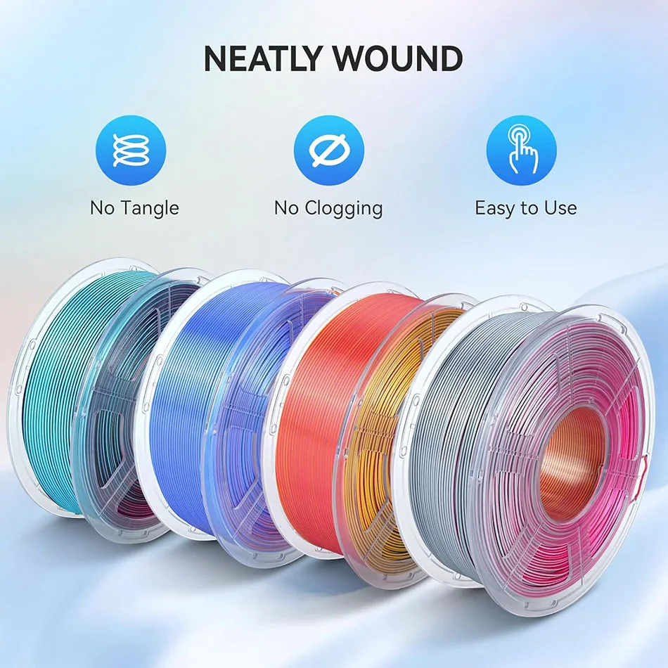 JAYO 1.75 مللي متر خيوط الحرير PLA رباعية الألوان PLA Plus خيوط طابعة ثلاثية الأبعاد 5 لفات نسيج الحرير اللامع 4 في 1 خيوط ملونة
