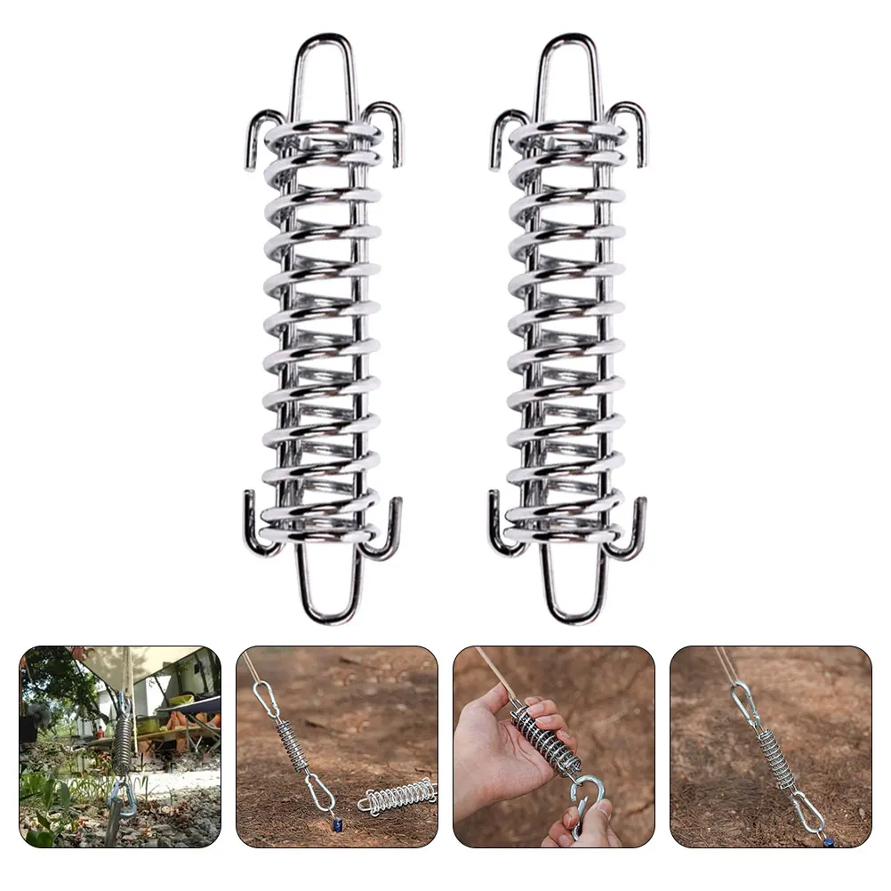 

6pcs Spring Buckle Stainless Steel Camping Tensioner Portable Tent Rope Awning Accessories MultiFunction Tension Springs