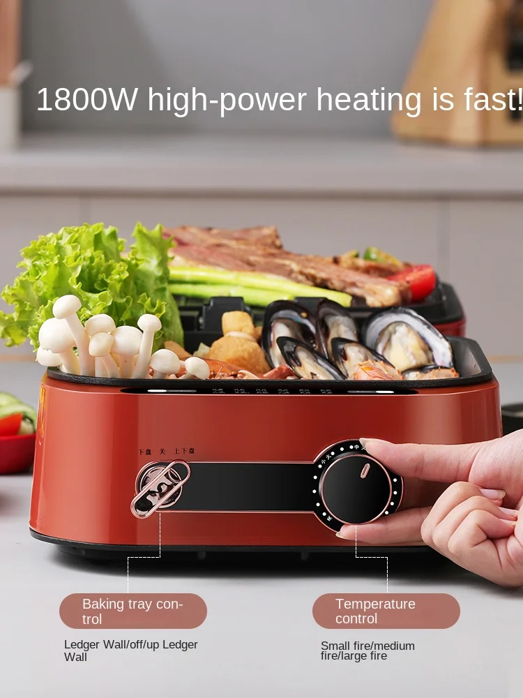 Multi Function Electric Pancake Deepen Electric Hot Pot Double Sided Heating Barbecue Frying Household Electric Cooking Pots