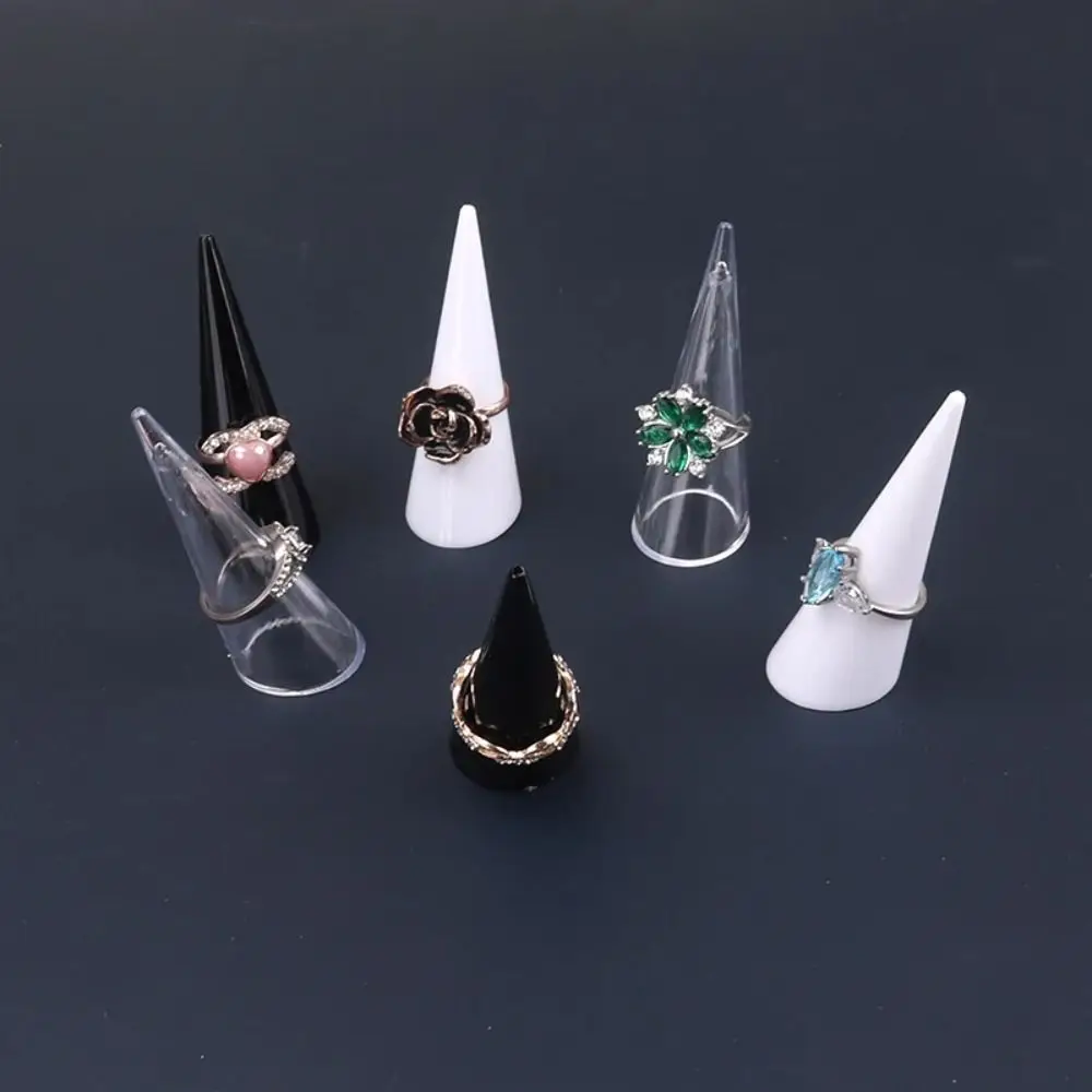 New Clear Conical Ring Holder Plastic Portable Hollow Ring Display Rack Acrylic Ring Showcase Props Ring Display Stand