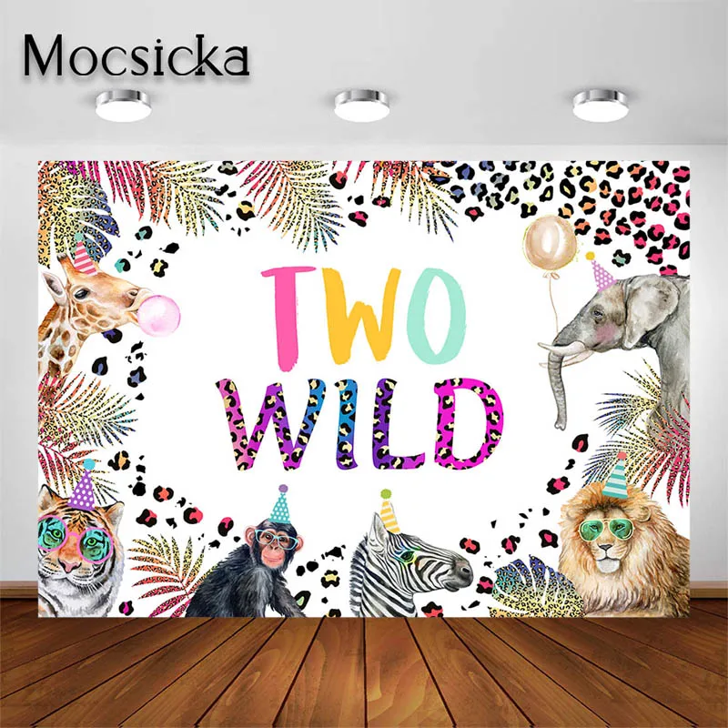 Mocsicka Safari 1er 2o cumpleaños fotografía para fiesta telón de fondo decoración de animales lindos salvajes pancarta pastel Smash Banner