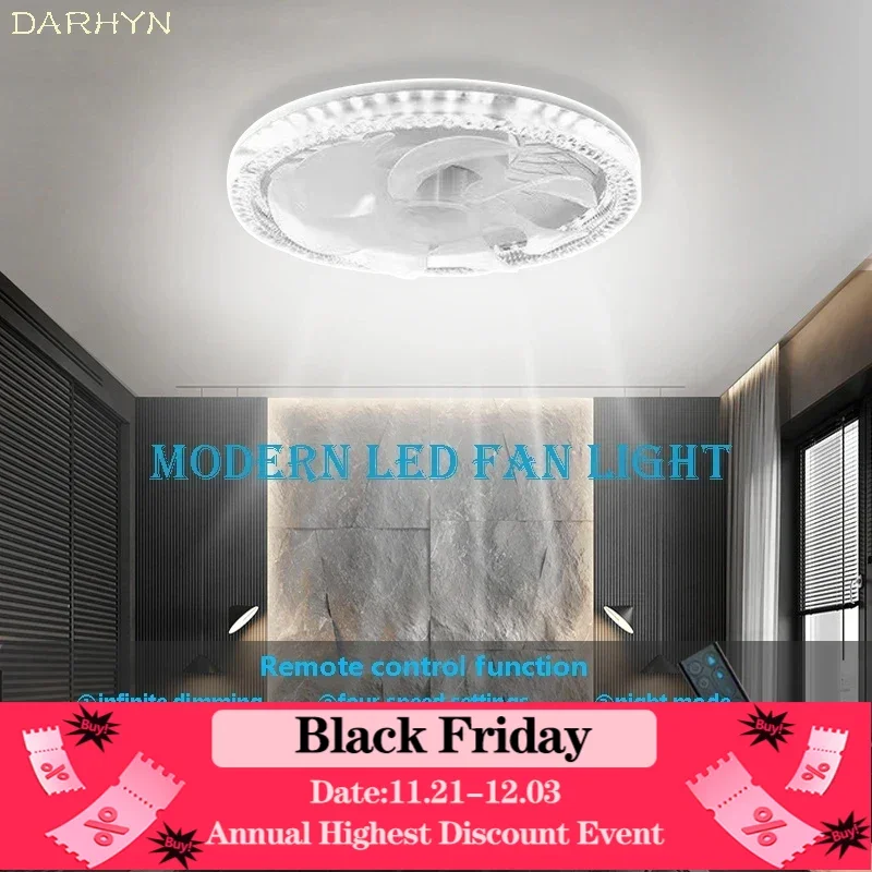 Modern LED Ceiling Fan Light Remote Control Dimming Fourth Gear Wind Speed Night Mode Light Living Room Bedroom Home Decor Lamps