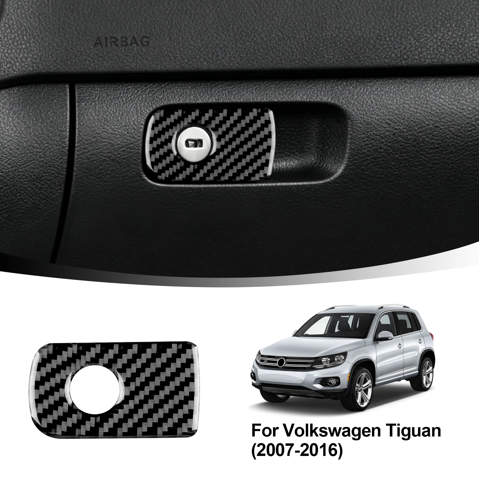 Sticker For Volkswagen VW Tiguan 2007 2008 2009 2010 2011 2012 2013 2014 2015 2016 Glove Box Switch Trim Real Soft Carbon Fiber