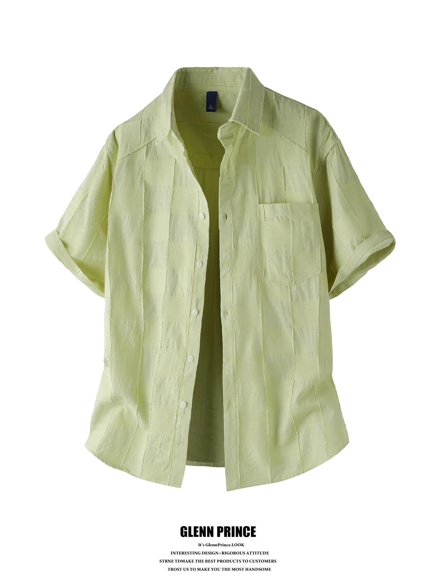 

Lightweight Casual Short Sleeve Shirt Men's Retro GPstudio Tassel Embroidery Thread Half Sleeve Shirt Pure Color Leisure Shirt