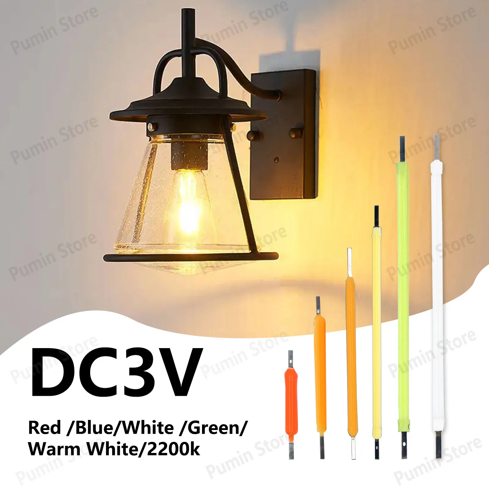 10pcs LED Filament Edison LED Bulbs 20mm 29mm 38mm 54mm 68mm DC3V Six Color 2200K Warm White White Red Green Blue Diode lighting