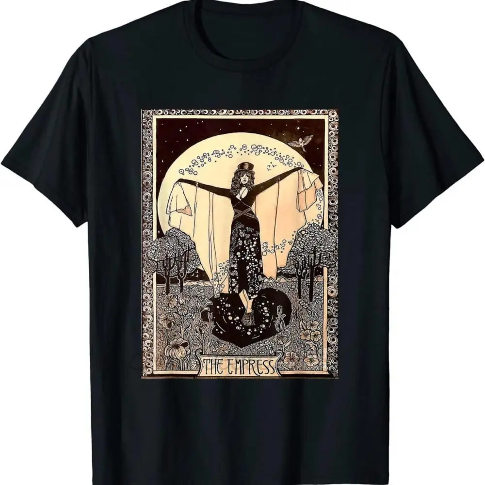 The Empress Tarot Card Men Retro Cotton T-shirts Halloween Gothic Horror Witch Tees The Goddess Rhiannon The Sun Unisex T Shirts