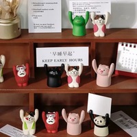 Decorations Creative Cartoon Card Holder Cute Resin Cartoon Style Korean Stationery Office Desk Organizer Mini Display Stand