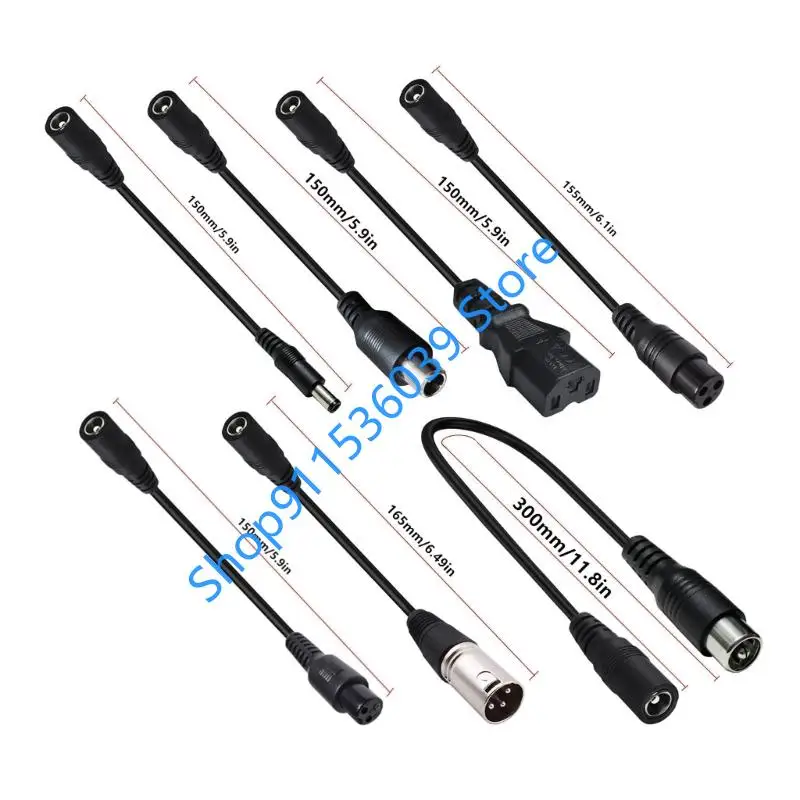 7PCS 5.5X2.1 To 3Pin XLR RCA IEC 3P 8016 5525 DC-Power Connector Cable Adapter for Scooter Electric Bike charging Plug