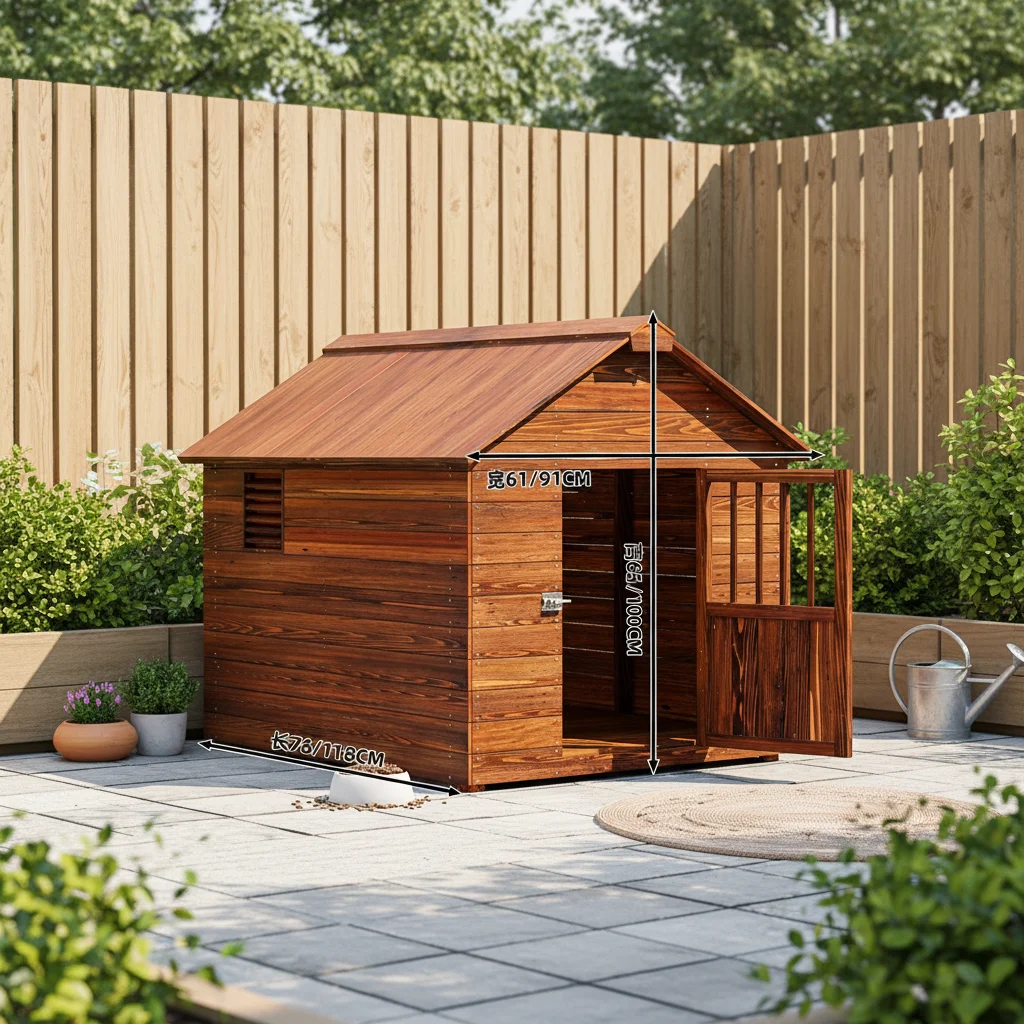 Modern Rainproof Solid Wood Dog House for All Seasons