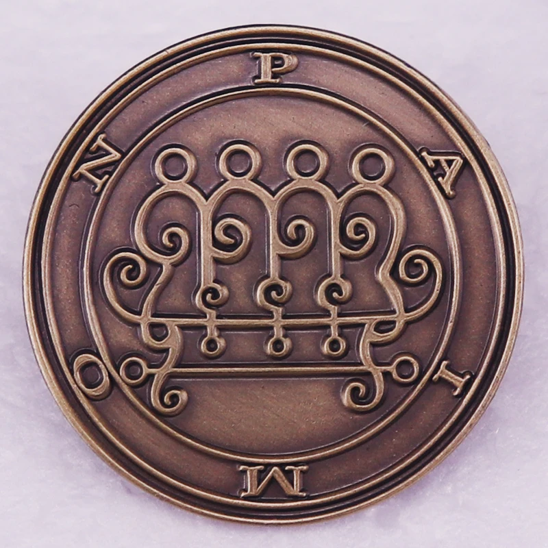 Broche esmaltado Sigil of Paimon, insignia de botón Retro, regalo de demostración oculta de bruja demoníaca demoníaca