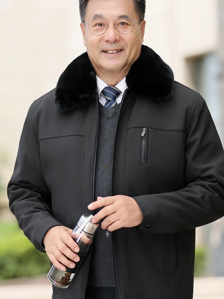 

Утепленная хлопковая куртка на флисовой подкладке для мужчин среднего и старшего возраста, теплая зимняя верхняя одежда, пальто для папы и дедушки, повседневное деловое пальто