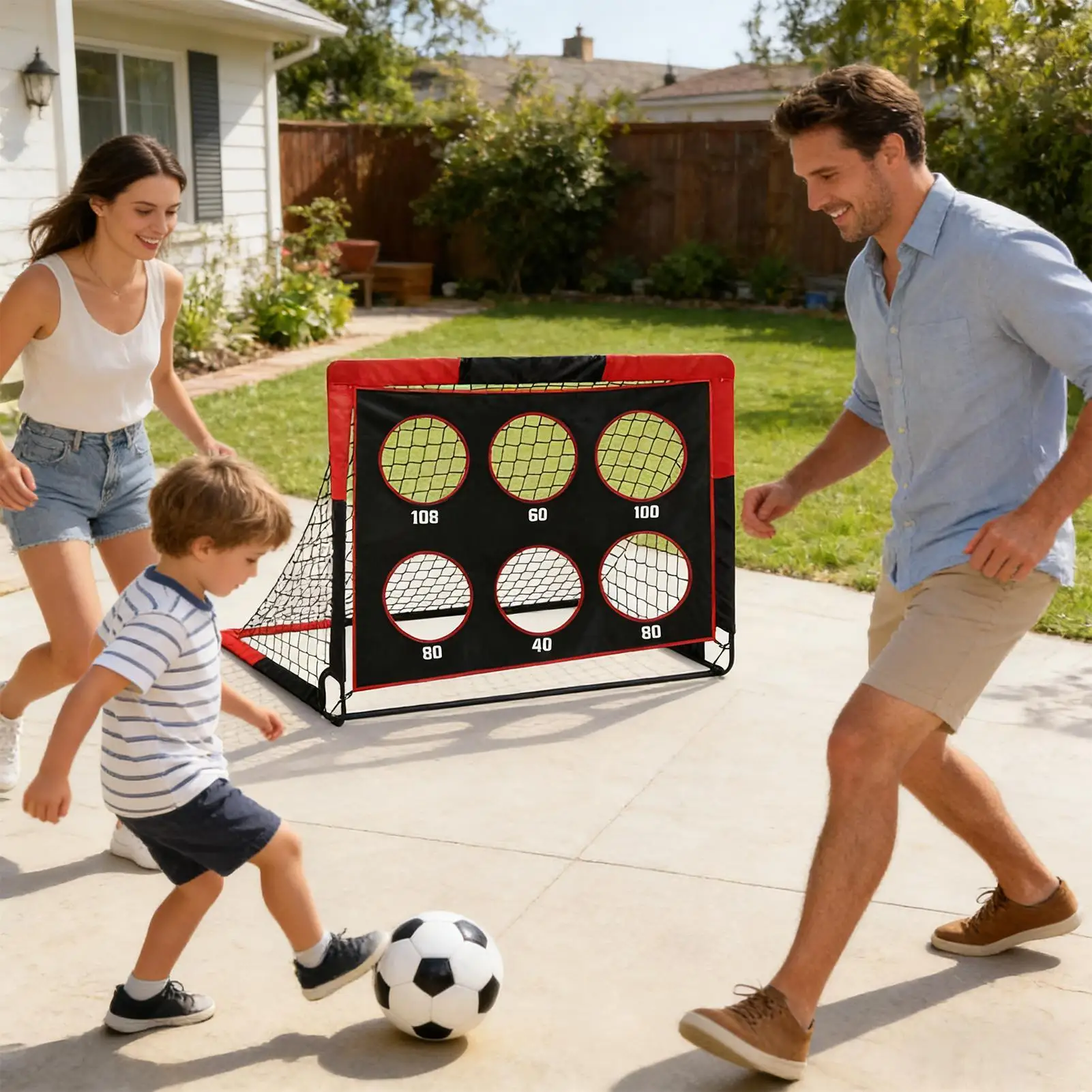 

Футбольные ворота для двора, складные, портативные, прямоугольные, 1,22 м в ширину x 0,91 м в высоту, для игры в футбол на заднем дворе